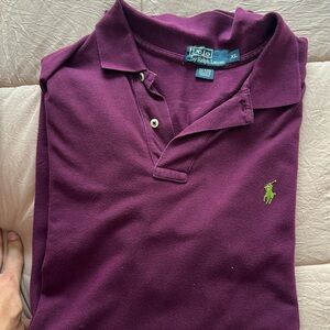 Polo Golf Shirt Plum with green horse